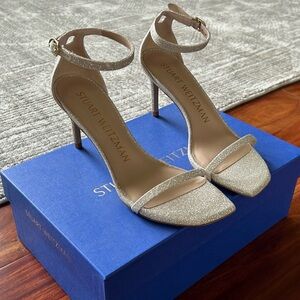 Stuart Weitzman Silver Heels Nudistcurve 75 Sandal